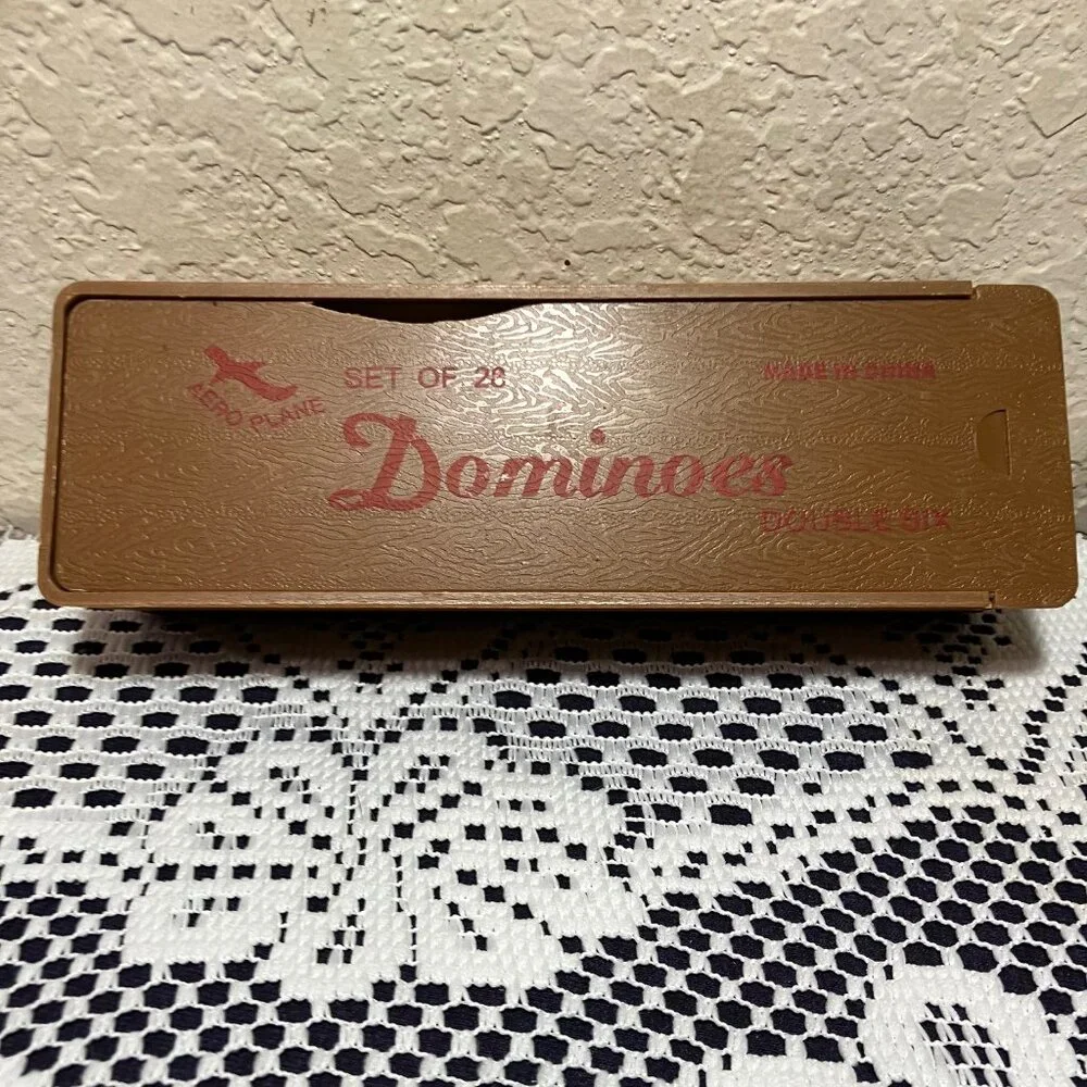 Aero Plane Dominoes Double Six Dominoes‎ New in Plastic Case With Metal Spin